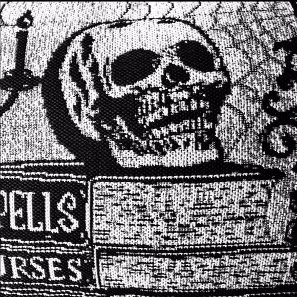 Halloween Skull Pillow Candlelabra Poison Spell Books Black - Picture 10 of 12